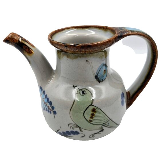 Ken Edwards Tonala Pottery Teapot Green Bird Mexico Folk Art Flower Signed Read - Picture 1 of 11